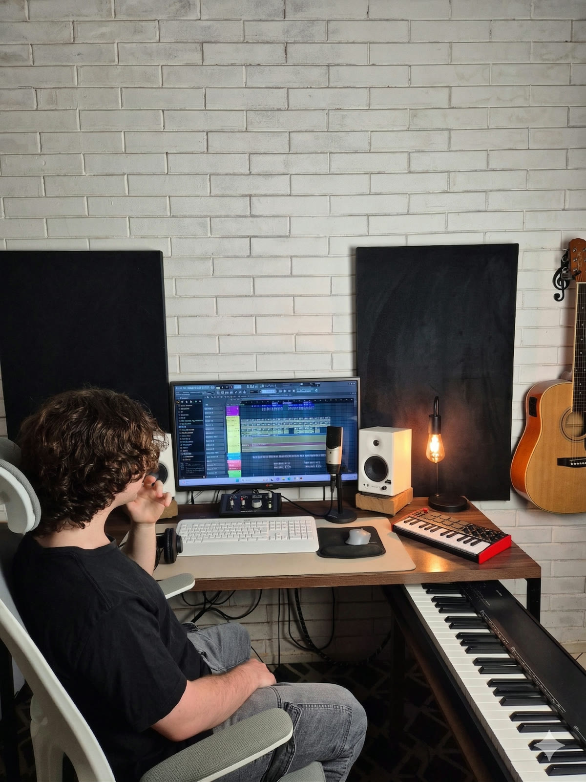 Juliano Dias no estúdio com FL Studio aberto